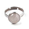 Half Round Natural Rose Quartz Finger Rings RJEW-M062-01P-39-2