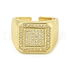 Brass with Cubic Zirconia Open Cuff Rings RJEW-U011-06B-G-2
