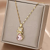 Cat Shape Brass Micro Pave Cubic Zirconia Pendant Necklaces FS-WG950BC-01-2