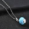 Synthetic Turquoise Rondelle Pendant Urn Ashes Necklaces NJEW-K393-01P-2