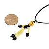 Halloween Theme Skeleton Glass Seed Beaded & Natural Black Onyx(Dyed & Heated) & Skull Dyed Synthetic Turquoise Pendant Necklaces NJEW-MZ00117-03-3