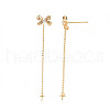 Brass Micro Pave Clear Cubic Zirconia Stud Earring Findings KK-S356-619-NF-2