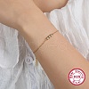 S925 Sterling Silver Clear Cubic Zirconia Flat Round Link Bracelets PB1196-1-4