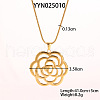 Stainless Steel Hollow Rose Pendant Necklaces for Women DE4974-2-1