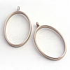 Matte Style Rack Plating Alloy Oval Open Back Bezel Pendants PALLOY-S047-26A-FF-1