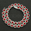 Alloy Crystal Rhinestone & Heart Glass Square Link Chain Tennis Necklaces FS-WG8A429-08-1