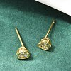 Clear Cubic Zirconia Heart Stud Earrings EJEW-K093-24G-4