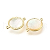 Brass Pave Natural White Shell Connector Charms KK-E794-01G-03-2