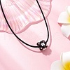 Natural Black Onyx(Dyed and Heated) & Glass Seed Beads Cluster Flower Pendant Necklaces NJEW-MZ00095-04-1