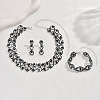 Alloy Rhinestone Link Chain Necklaces & Stud Dangle Earrings & Bracelets Sets FS-WG454B6-02-1