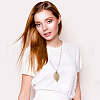 ANATTASOUL 8Pcs 8 Style Triangle & Leaf & Flat Round & Rectangle Alloy Pendant Necklace with Cable Chains NJEW-AN0001-15-6