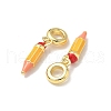 Brass Gold Enamel Pencil European Dangle Charms KK-K293-74G-2