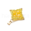 Dyed Natural Yellow Jade & Glass Seed Beaded Star Pendants PALLOY-MZ00692-05-4