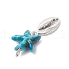 7Pcs 7 Styles Dyed Synthetic Turquoise Starfish & Alloy Sea Animals Pendants PALLOY-JF03754-04-5