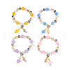 Natural Chalcedony and Glass Beads Charm Bracelets BJEW-T022-14E-1
