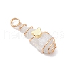 5Pcs 5 Styles Electroplated Natural Quartz Crystal Copper Wire Wrapped Pendants PALLOY-JF03427-4