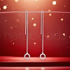 Elegant S925 Sterling Silver Clear Cubic Zirconia Flat Round Ear Thread JN1969-3
