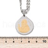 Teardrop with Father St. Benedict Pattern 304 Stainless Steel Pendant Necklaces for Men Women NJEW-K283-19G-3