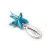 7Pcs 7 Styles Dyed Synthetic Turquoise Starfish & Alloy Sea Animals Pendants PALLOY-JF03754-04-4