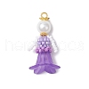 Glass Seed Beaded Flower Figurine Pendants PALLOY-MZ00686-02-1