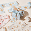 AHADERMAKER 3 Rolls 3 Styles Flower Printed Polyester Frayed Fringe Ribbon OCOR-GA0001-86-4