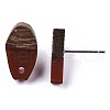 Opaque Resin & Walnut Wood Stud Earring Findings MAK-N032-010A-B03-3