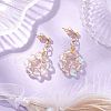 Flower Synthetic Moonstone Dangle Stud Earrings EJEW-JE06336-4