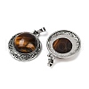 Natural Tiger Eye Half Round Pendants PALLOY-R159-01AS-11-2