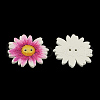 Flower 2-Hole Printed Wooden Buttons X-BUTT-R032-127-2