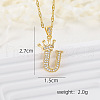 Brass Micro Pave Clear Cubic Zirconia Crown Initial Pendant Necklaces FS-WGD727C-21-1