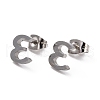 304 Stainless Steel Greek Alphabet Stud Earrings STAS-D007-07P-12-1