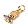 Brass Micro Pave Colorful Cubic Zirconia Glass Pendants X-KK-R162-026B-G-2