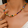 Dyed Natural Shell Nuggets Beaded Necklaces for Women UA5523-2