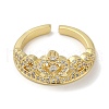 Rack Plating Brass Micro Pave Cubic Zirconia Cuff Finger Rings for Women RJEW-C114-03G-2