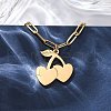 Cherry 304 Stainless Steel Pendant Necklaces for Women NJEW-M106-01G-2