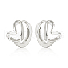 Rhodium Plated Hollow Heart 925 Sterling Silver Hoop Earrings for Heart QB6445-2-1