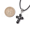2Pcs 2 Colors Cross Glass Sead Beaded Pendant Necklaces NJEW-MZ00093-5