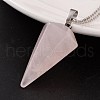Cone Pendulum Platinum Tone Brass Rose Quartz Pendants G-F267-05J-1