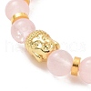 Natural Rose Quartz & Alloy Buddha Head Beaded Strech Bracelets BJEW-JB09420-03-2