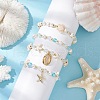 4Pcs 4 Styles Shell Pearl & Glass & Synthetic Turquoise & Synthetic Moonstone Beads Stretch Bracelets & 304 Stainless Steel Charm Bracelets for Women BJEW-JB11996-02-3