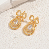 Brass Clear Cubic Zirconia Butterfly with Teardrop Dangle Stud Earrings EE7763-4