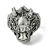 Dragon Alloy Open Cuff Rings for Men RJEW-K275-38A-AS-2