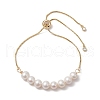 Adjustable Natural Cultured Freshwater Pearl Box Chain Slider Bracelets for Women BJEW-JB10488-1
