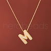 Brass Micro Pave Clear Cubic Zirconia Initial Pendant Necklaces for Women FS-WGDC51D-13-1