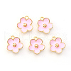 Light Gold Plated Alloy Enamel Pendants ENAM-R136-16B-1