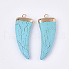 Electroplate Synthetic Turquoise Pendants G-S344-79-2