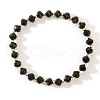 Rondelle Natural Black Onxy Beaded Bracelets for Women Men LQ9519-2