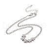 Clear Cubic Zirconia Star Pendant Necklace with Brass Curb Chains for Women NJEW-E042-01P-1