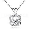 Double Heart 925 Sterling Silver Micro Pave Clear Cubic Zirconia Pendant Necklaces FS-WG0A98A-01-5