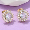 Brass Micro Pave Clear Cubic Zirconia Stud Earrings EJEW-C139-05G-1